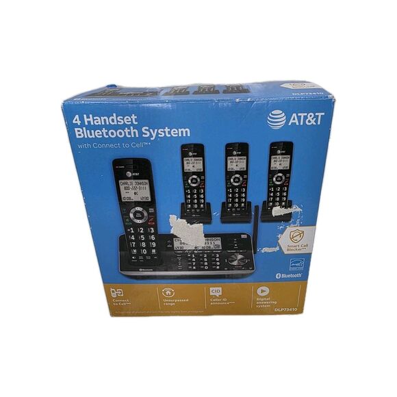 AT&T 4 Handset Bluetooth System Black DLP73410 Connect To Cell - Picture 1 of 6